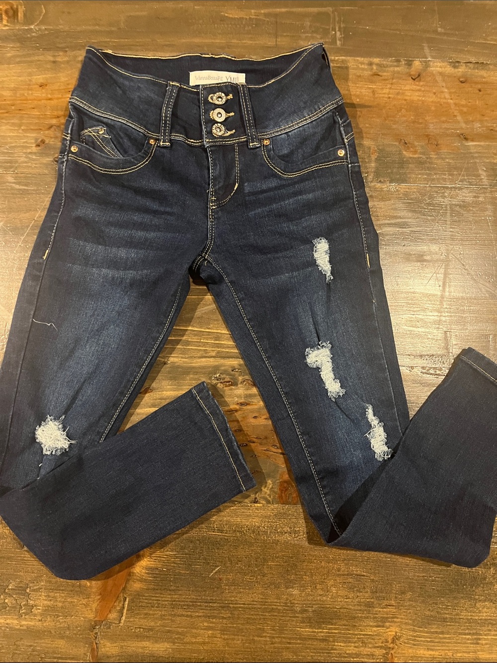 YMI Dark Blue Distressed Kids Jeans